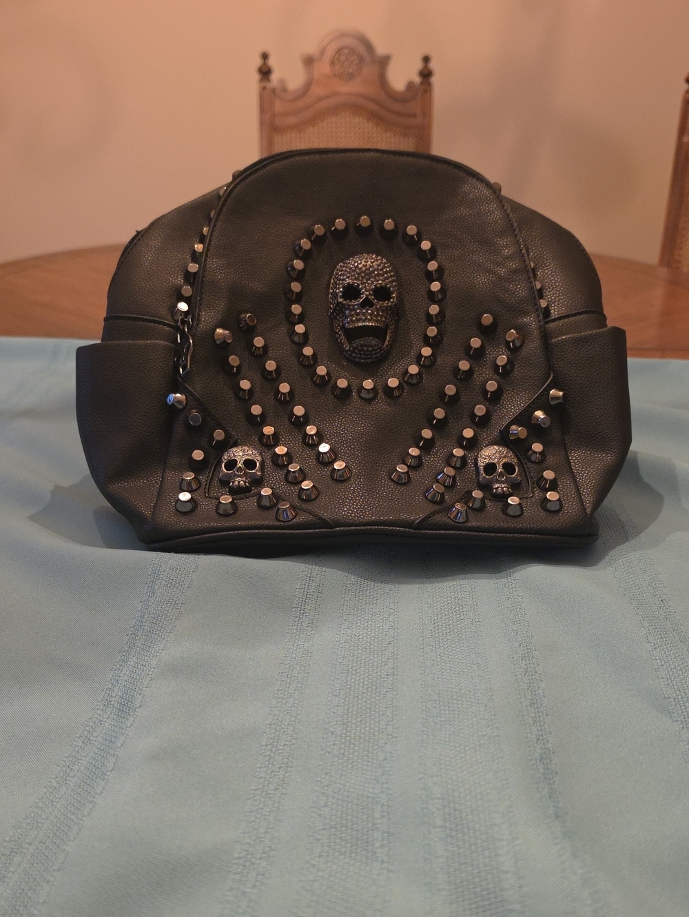 Men's Black Skull-Stud Toiletry Bag - Sleek Travel Dopp Kit